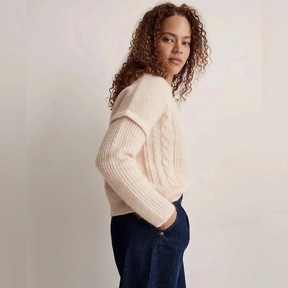 MADEWELL - Cable Havener Alpaca Wool Blend Pullover Sweater - Picture 1 of 11